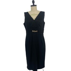 Ellen Tracy dress MIDI V neck black formal wear
